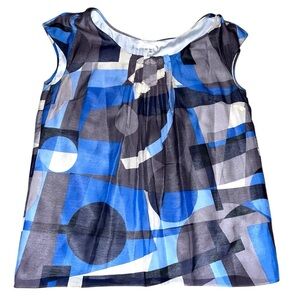 Vince Geometric Blue and Black Sleeveless Top